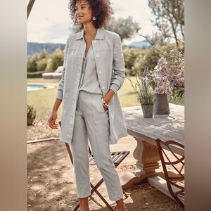 J. Jill Pintucked Linen-Stretch Slim-Leg Pants
